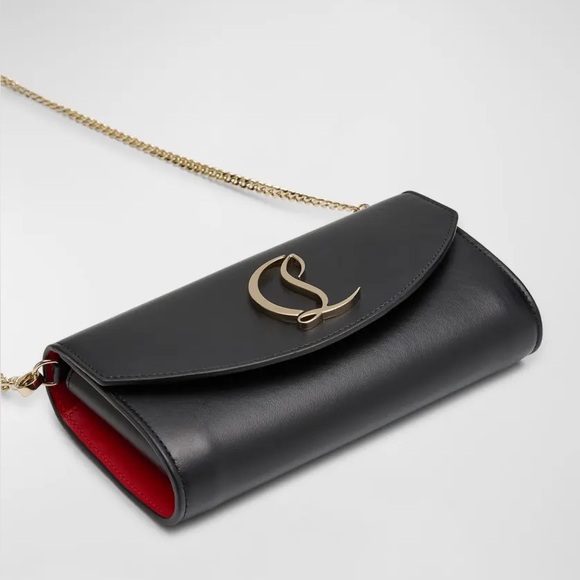 Christian Louboutin Loubi54 Wallet on Chain in Leather in Black/Gold - Picture 4 of 5